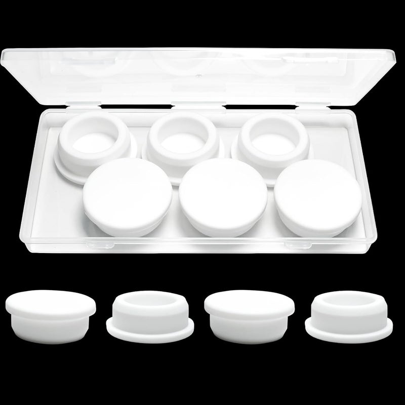 BOPOREAE 6 Pcs 36.3 mm/1.43 in Silicone Rubber Plug for 35.3 mm Round Holes, Waterproof T Type Rubber Stoppers, Soft Flexible Bottle Seal Plugs Tube Pipe End Caps Inserts Bathtub Jet Cover, White - Image 1